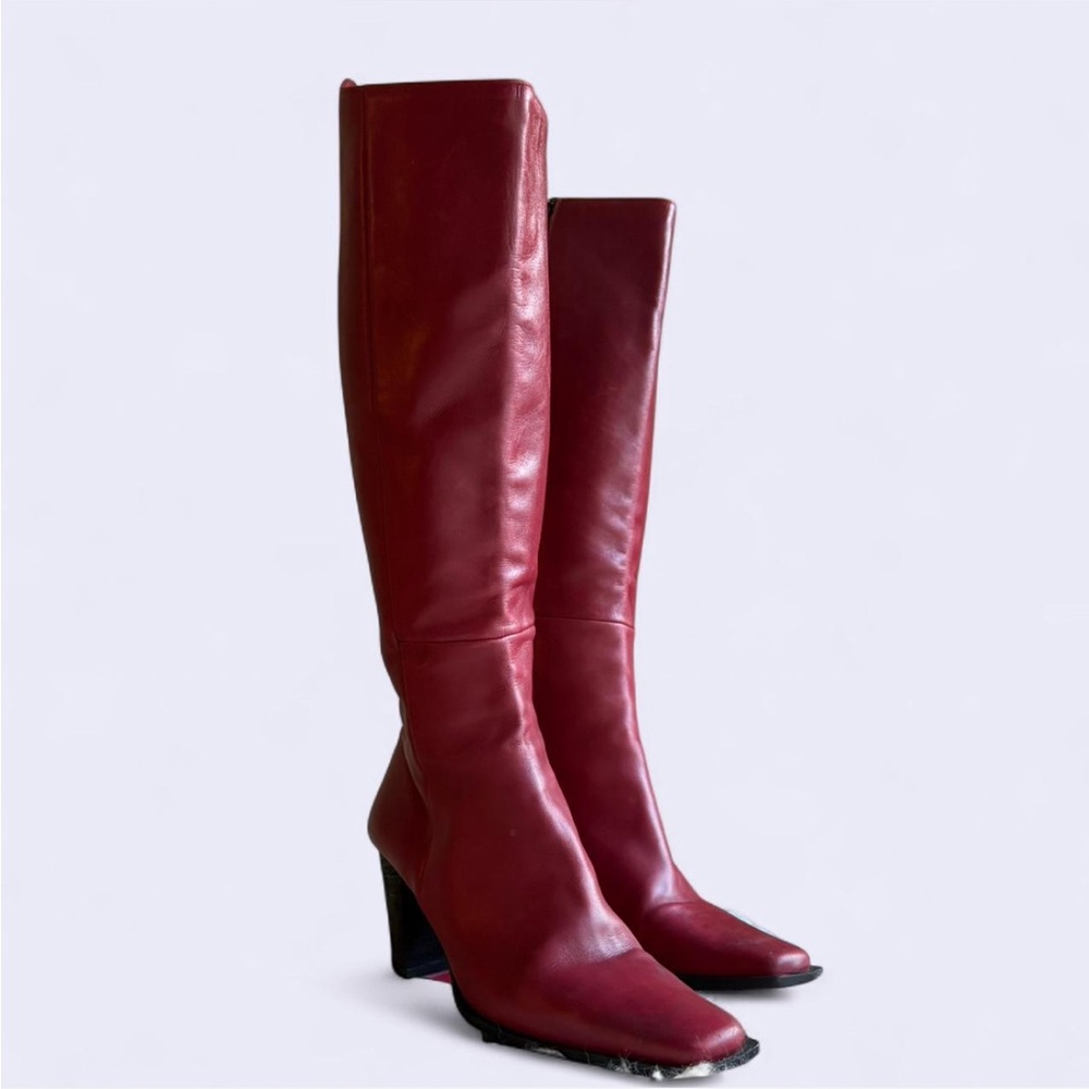Vintage Nordstrom Red Leather Knee High Boots